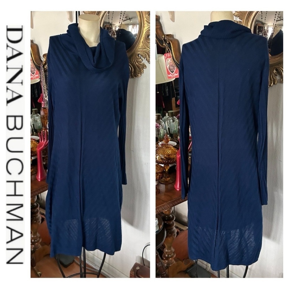 Royal Blue Cowl-Neck Sweater Dress